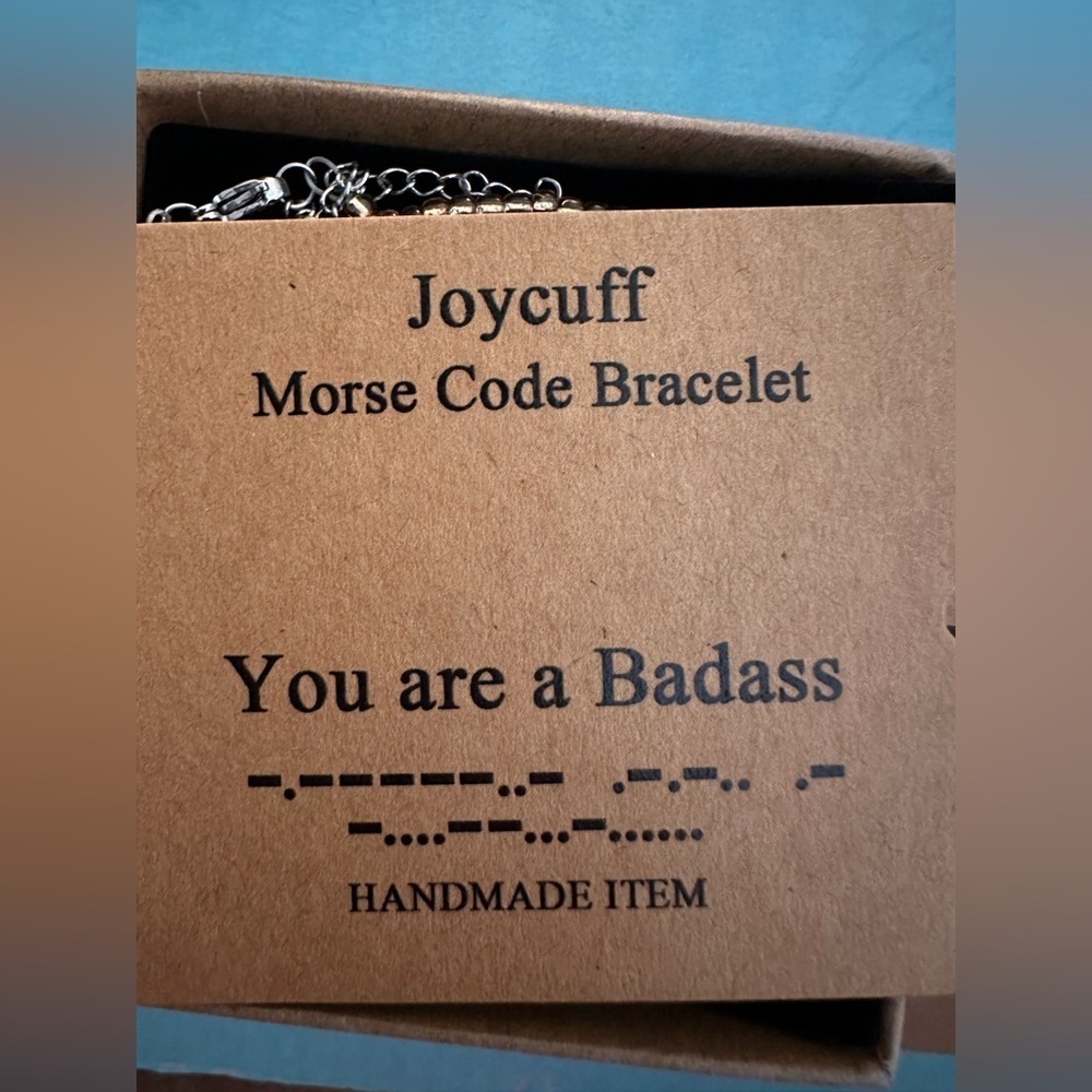 Joycuff Gold Beaded Badass Morse Code Bracelet NWT - Picture 4 of 4